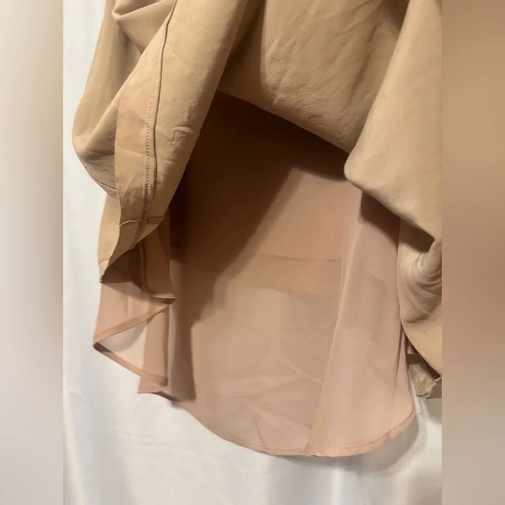 Armani Exchange Taupe High-Low Layered Midi Skirt - Picture 4 of 10